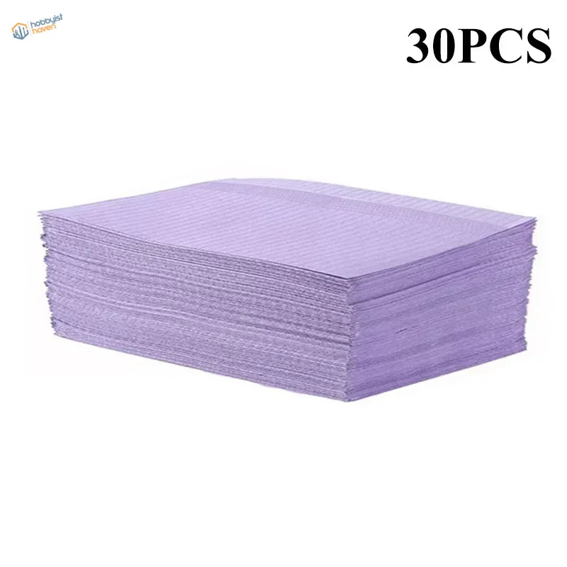 Stack of 30 lavender disposable clean pads for precision hobby tools