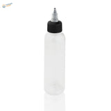 Clear 30-120ml paint mixing bottle with steel mixing ball, black cap, silver dropper