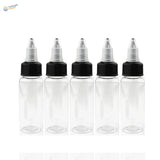 30/60/120ml paint mixing bottles with steel mixing ball, clear plastic, black caps
