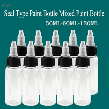 30/60/120ml paint mixing bottles with steel mixing ball, clear plastic dropper
