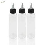 30 60 120 ml paint mixing bottles with steel mixing ball clear plastic black caps silver nozzles