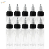 Ten 30/60/120ml paint mixing bottles with steel mixing ball, clear dropper tops