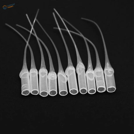 60pcs rat tail glue applicators with clear plastic curved handles and tips