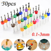 30pcs 0.1mm-3mm PCB micro drill bits set with colorful handles