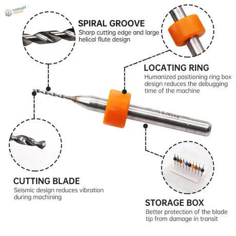 30pcs 0.1mm-3mm PCB micro drill bits set with metallic spiral groove bit