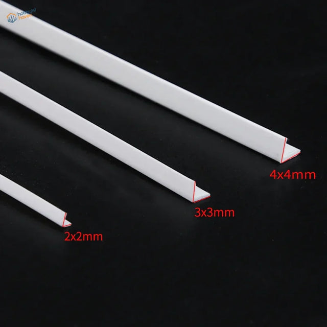 30pcs L-shaped styrene profiles in 2x2mm, 3x3mm, 4x4mm white plastic