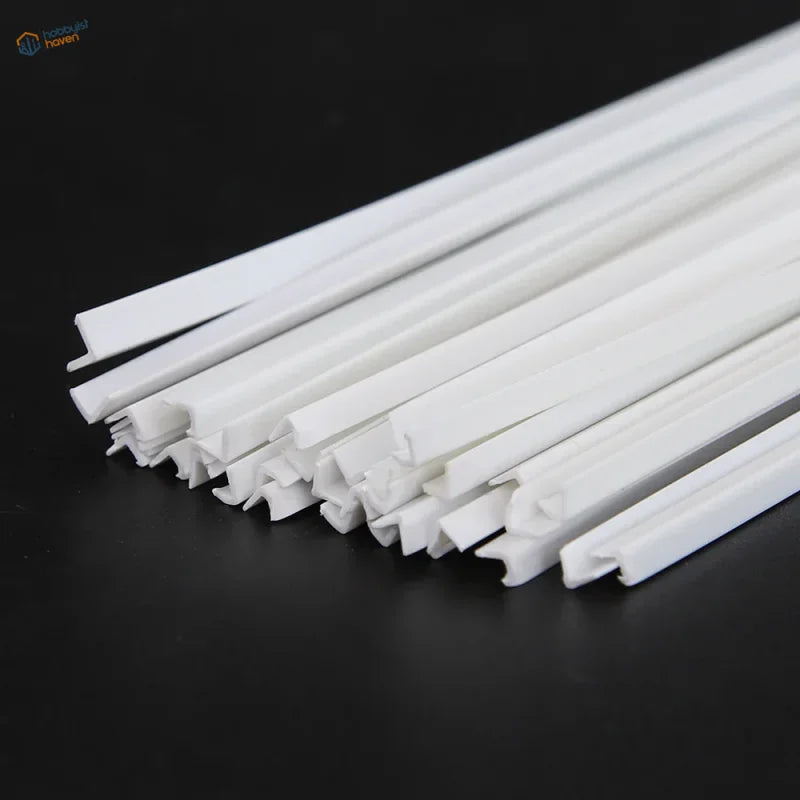 30pcs L-shaped styrene profiles with white plastic notched trim edges