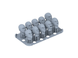 Gray plastic stand with 10pcs 1/35 3D-printed assorted heads for scale modeling