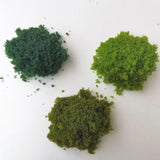 22g Green Tree Powder: three textured green moss clumps for scale modeling tools