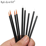 50 pcs disposable round quality brushes with black handles and fine orange tips by Byeoauurtsy