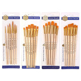Set of 4 synthetic brushes with wood handles and orange bristles