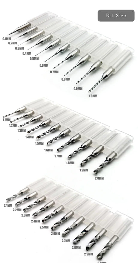 10pcs tungsten steel drill bits set of 30 precision sizes in cases