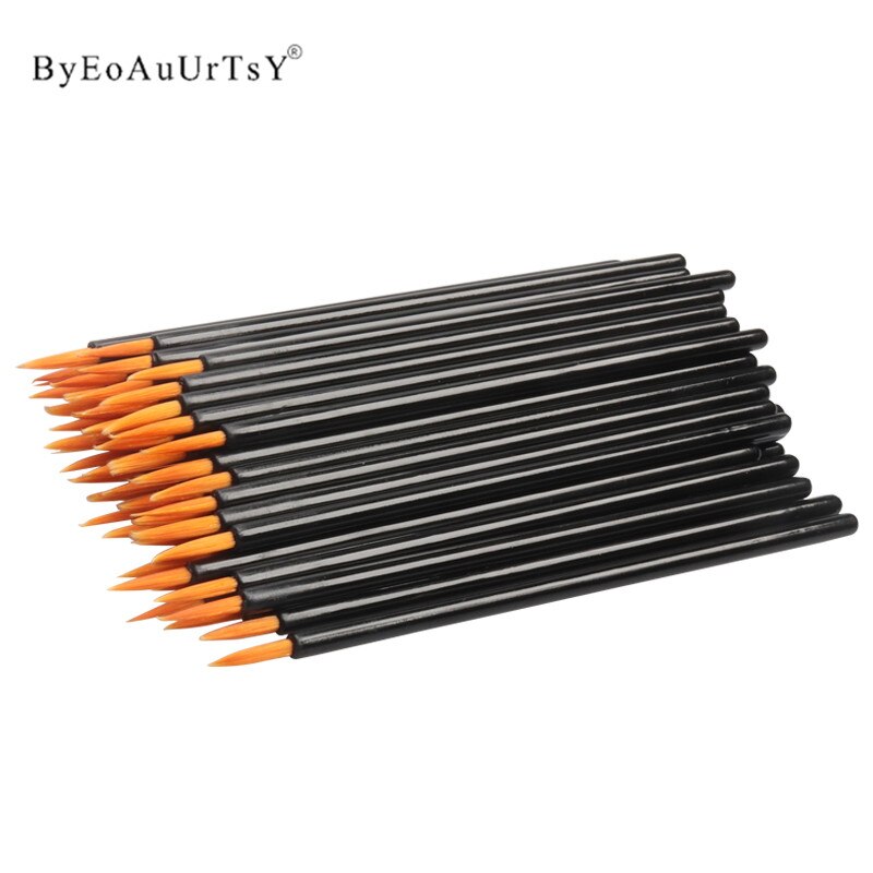 200pcs disposable round brushes with black handles and orange tips by Byeoauurtsy