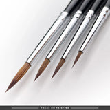 Premium sable brushes set of four sleek silver-tipped with fine brown bristles