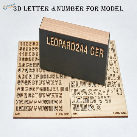 3D engraved black and light wood letters numbers kit for scale modeling dioramas