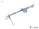 Gray 3D-printed 1/16 German WWII MG34 machinegun model with black dots