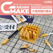 Yellow printed bevel sanding heads with interchangeable triangular tips