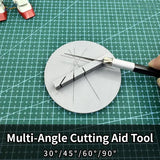 3D-printed multi-angle cutting aid with 30/45/60/90 degree slots for precision hobby tool