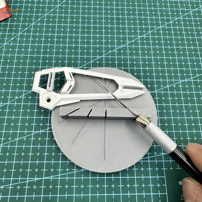 White 3D-printed multi-angle cutting aid, precision hobby tool with angular design
