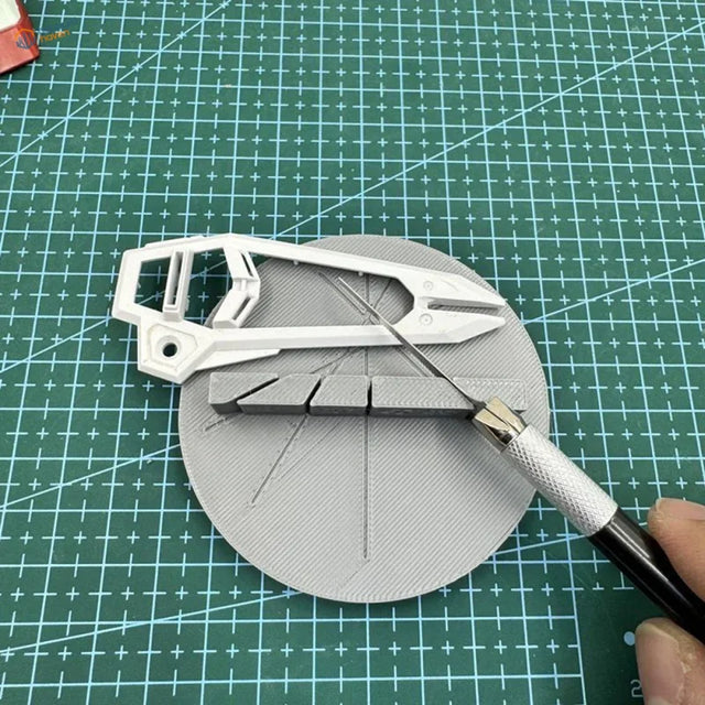 White 3D-printed multi-angle cutting aid, precision hobby tool with angular design