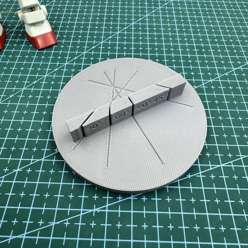 Gray 3D-printed multi-angle cutting aid protractor with 30, 60, 90 degree markers