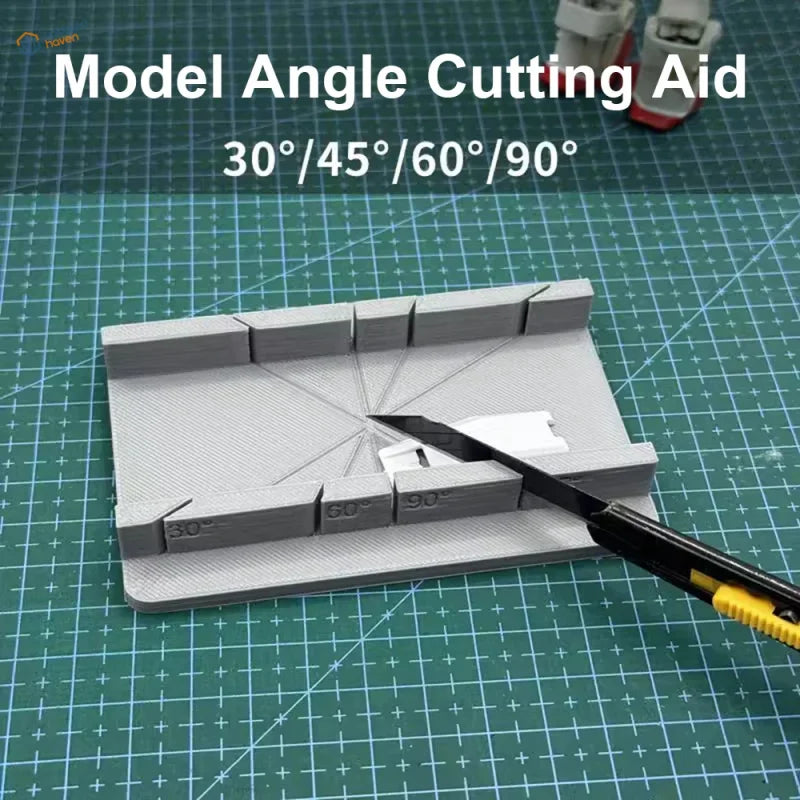 Gray 3D-printed multi-angle cutting jig with 30 45 60 90 degree guides
