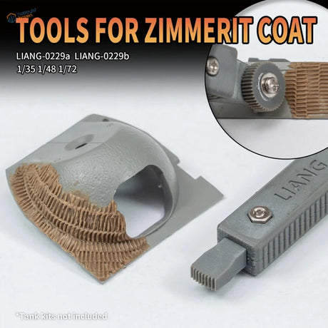 3D printed tool for zimmerit modeling with gray handle and textured surface
