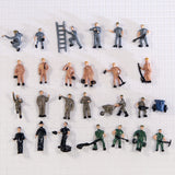 25pcs Ho Scale 1:87 model railway workers figurines in various uniforms