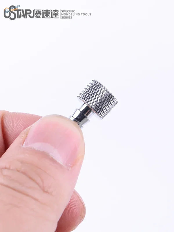 Silver textured knob with 3m 1/8 inch airbrush hose connectors for scale modeling