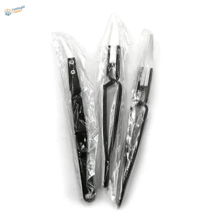 3pcs anti-static reverse tweezers for delicate parts, black metal, wrapped