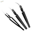 3pcs anti-static reverse tweezers with curved straight tips for delicate parts