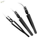 3pcs anti-static reverse tweezers with curved straight tips for delicate parts