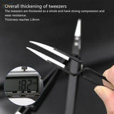 3pcs anti-static reverse tweezers with black handles and silver tips for delicate parts