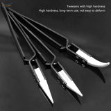 3pcs anti-static reverse tweezers with black and white hardened tips for delicate parts