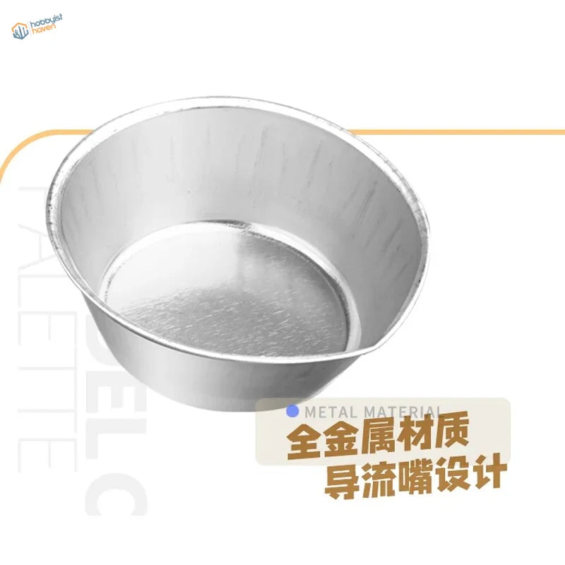Sleek silver 3pcs deep paint mixing cups with reflective bowl