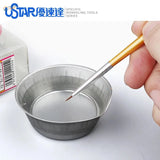 Gold-handled precision brush in 3pcs deep paint mixing cups