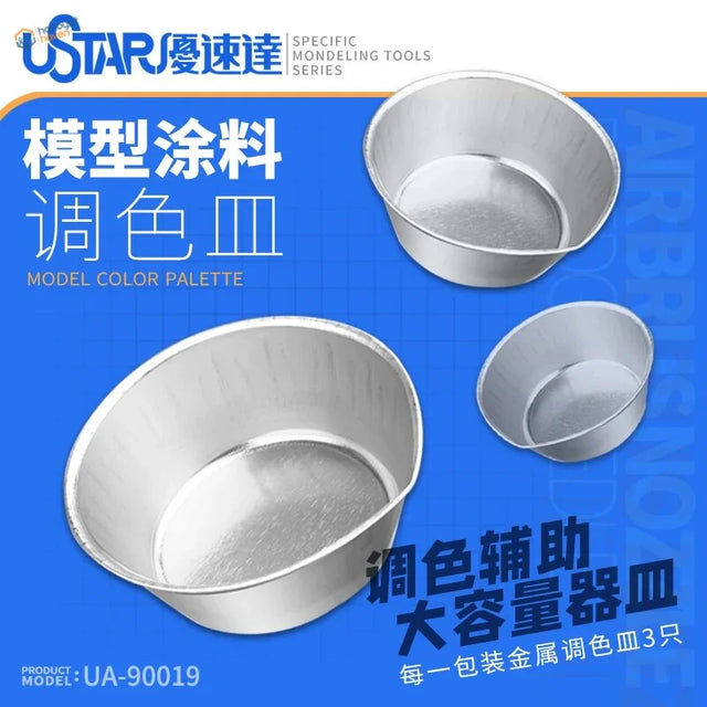 3pcs deep paint mixing cups with silver Ustar metallic bowls