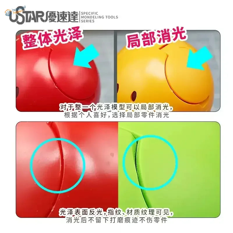 3pcs deglossing pads with red yellow plastic model toys glossy matte finishes