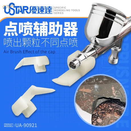 3pcs splashes airbrush accessory with silver metallic spray gun and white nozzle caps
