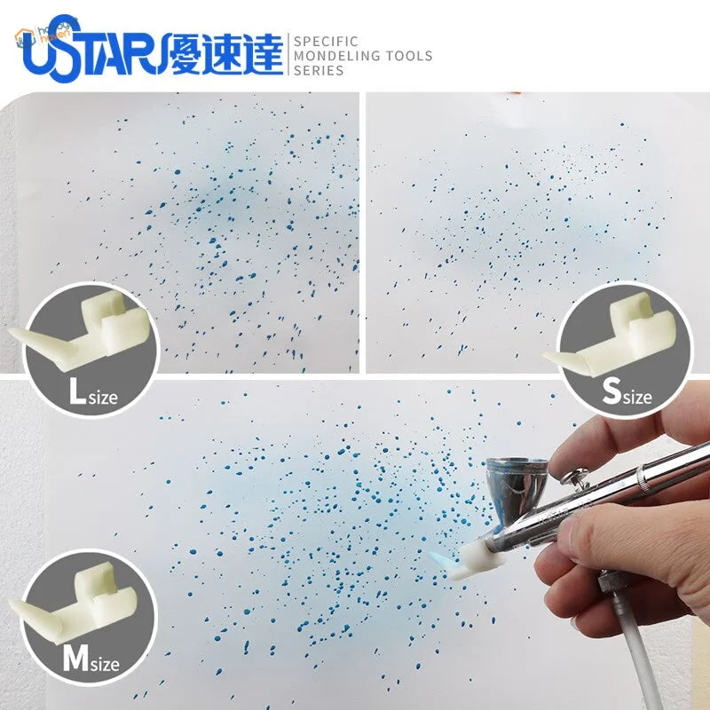3pcs splashes airbrush accessory with silver gun and white nozzles for scale modeling tools