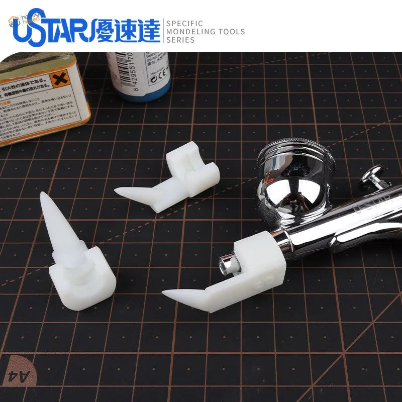 3pcs splashes airbrush accessory with chrome finish, white nozzles for scale modeling tools