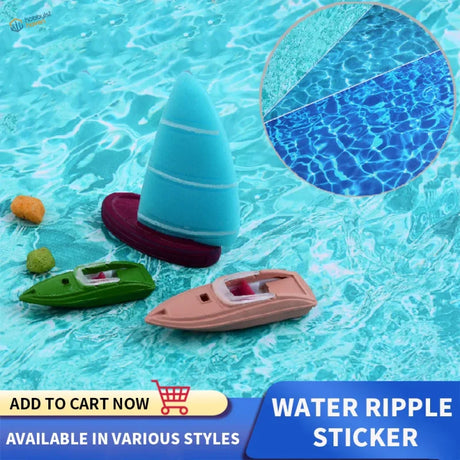 3pcs water ripple stickers with blue white striped sailboat design