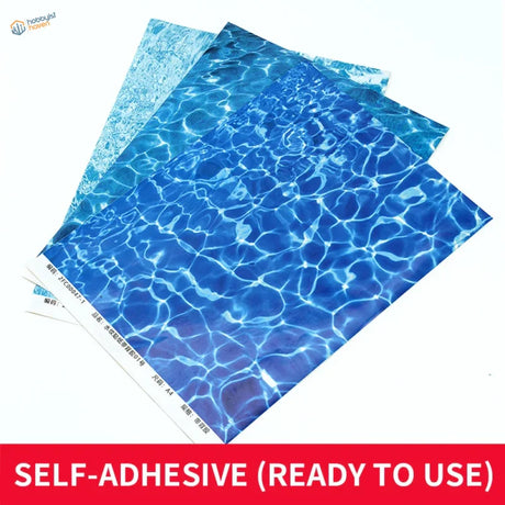 3pcs water ripple effect stickers, blue self-adhesive transfer paper
