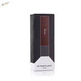 3W ultraviolet light torch black white box with dspiae gold on maroon stripe