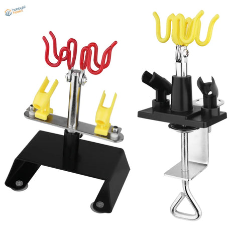 Professional airbrush holder with two soldering iron stands on clamp
