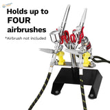 4 Mount Professional Airbrush Holder with silver and yellow 4-slot design