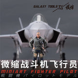Gray-scale 1/48 resin modern fighter pilots figure in flight suit before jet backdrop