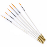6pcs ultra-fine liner nylon brushes, precision hobby tools with white handles