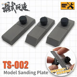 Gray TS-002 sanding plates with knurled knobs on 45/60/90 sandpaper holder