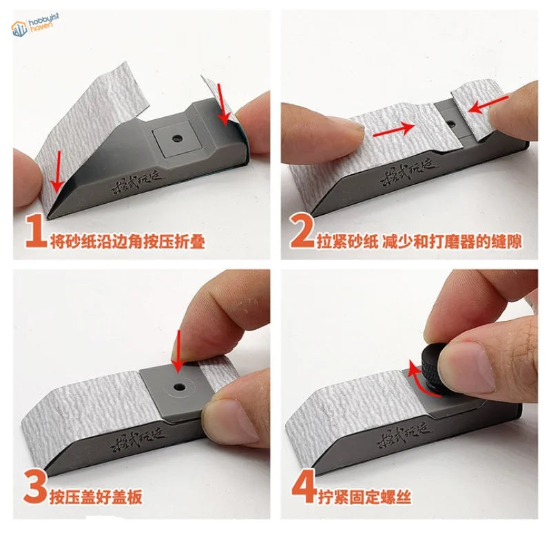 Back of 45/60/90 degree sandpaper holder with black screw adjustment